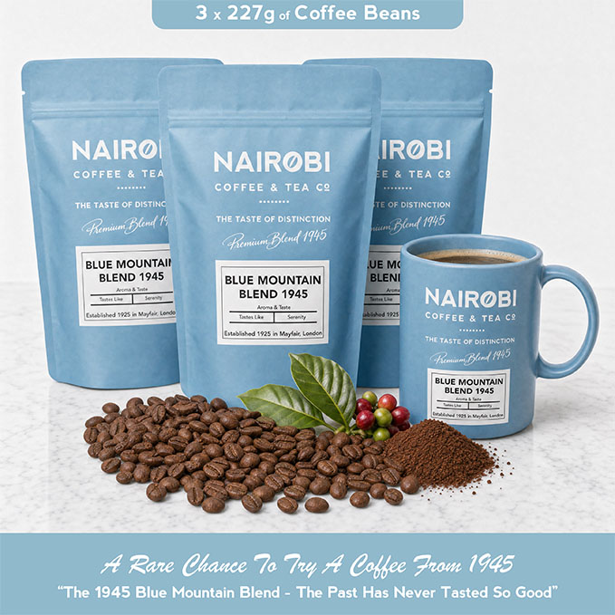 The 1945 Blue Mountain Blend – 3 × 227g Pack of Heritage Collection Coffee Beans (681g Total)