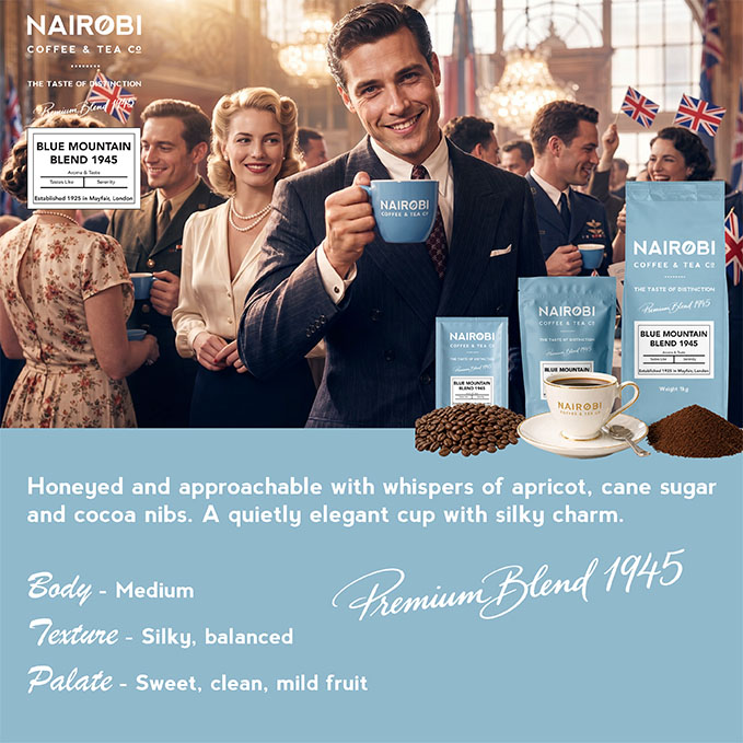 The 1945 Blue Mountain Coffee Blend – Available as Coffee Beans & Ground Coffee