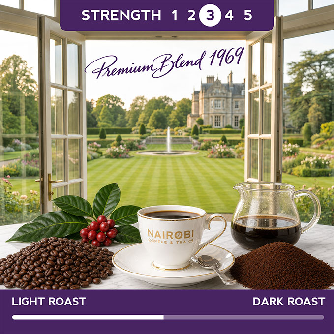 Strength 3 darker roast pioneer blend coffee beans and ground coffee