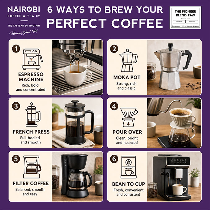 Pioneer blend ground coffee and beans suitable for all brewing methods