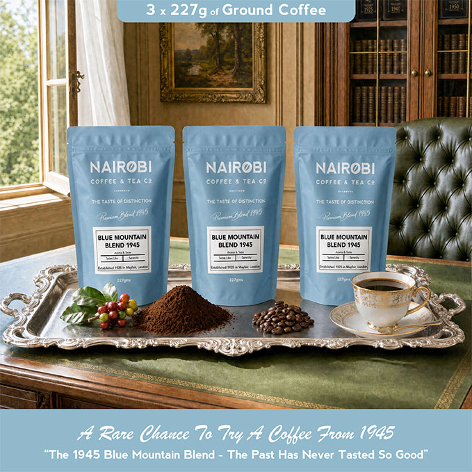 The 1945 Blue Mountain Blend – 3 × 227g Pack of Heritage Collection Ground Coffee (681g Total)