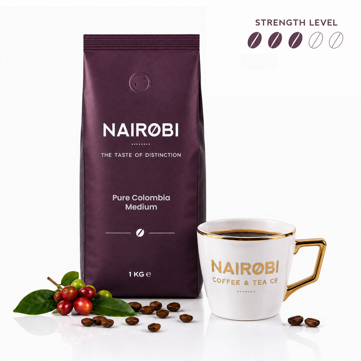 Pure Colombia – Medium – 1kg Coffee Beans – single-origin