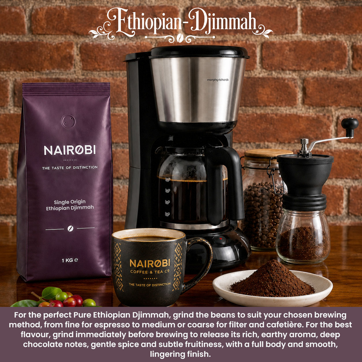 Grind Coffee Beans - Ethiopian Djimmah Ground Coffee